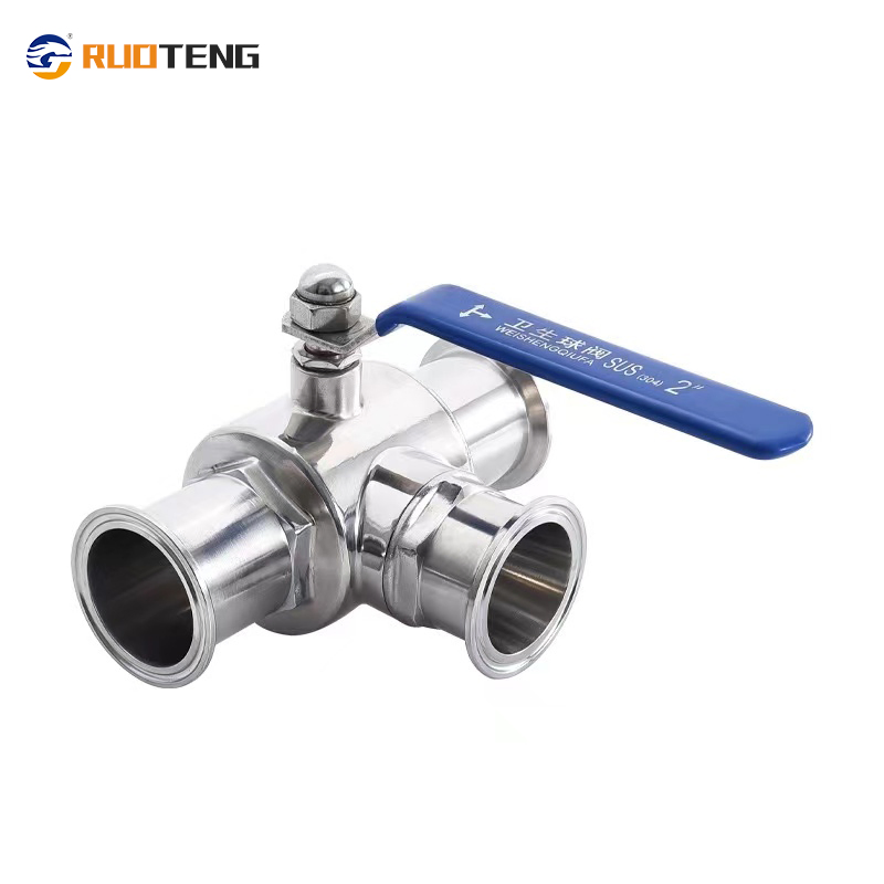 [Ruoteng] Sanitary Stainless Steel SS304/ SS316L Clamped Three-Way Zero Leakage Regulating Stainless Steel Pneumatic/Manual/Electric Sanitary Ball Valves