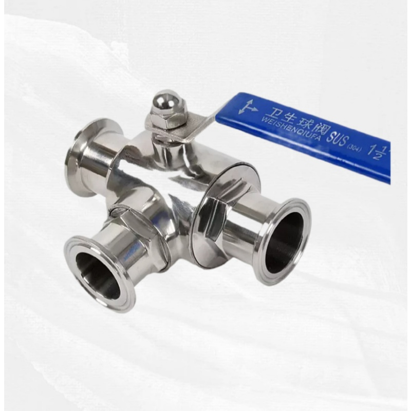 SS304/SS316 Sanitary Stainless Steel Three-Way Quick-Install Clamp Ball Valve with Manual Operate