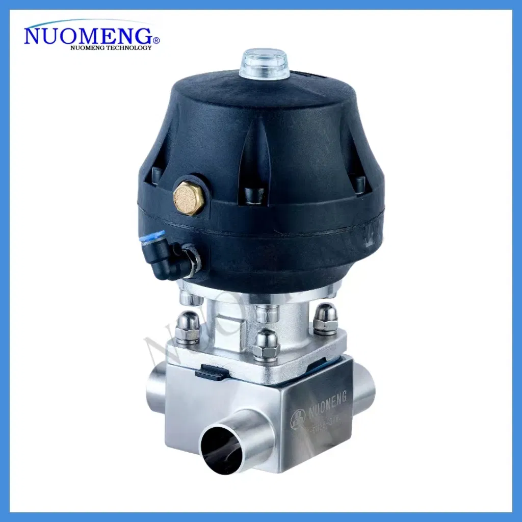 Sanitary Pneumatic Actuator Stainless Steel Forge Three-Way Welded Diaphragm Valve