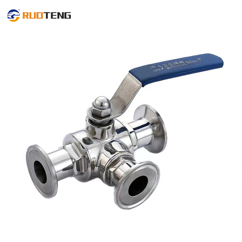 [Ruoteng] Sanitary Stainless Steel SS304/ SS316L Clamped Three-Way Zero Leakage Regulating Stainless Steel Pneumatic/Manual/Electric Sanitary Ball Valves