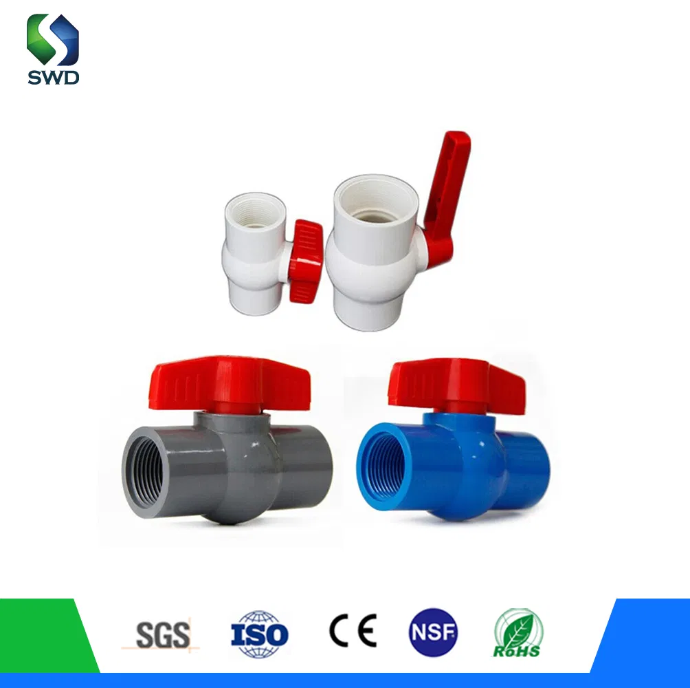1/2"-4" PVC Plastic Ball Valve Socket Thread Pn10 Water Supply Industrial Control Valve Tis Standard