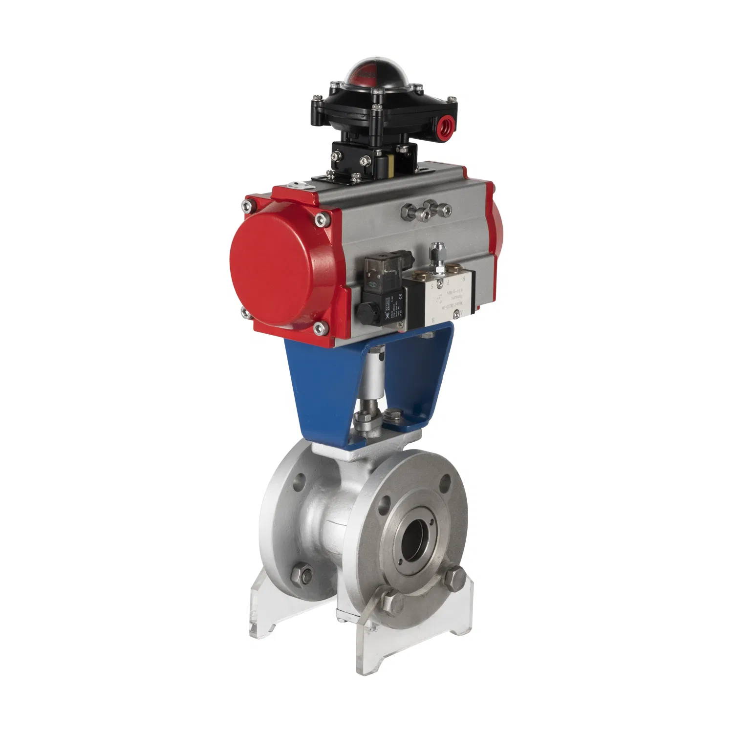 304 Stainless Steel Flow Regulation Shut-off Integrated Pneumatic V-Type Segment Flange Ball Valve