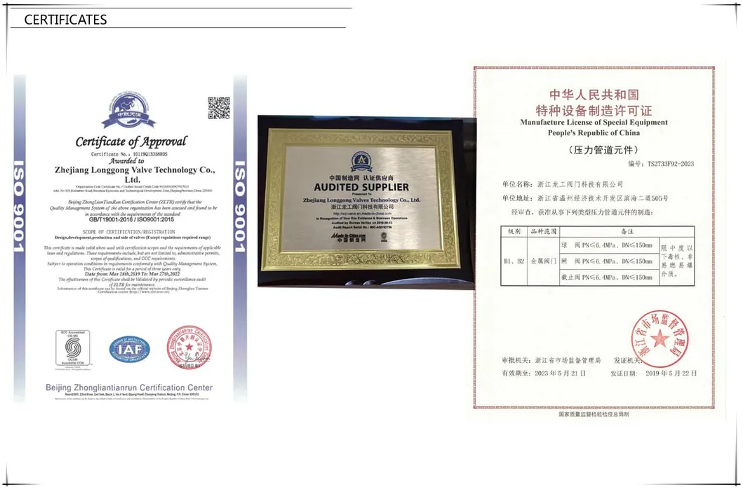 Ball Valve Certificates