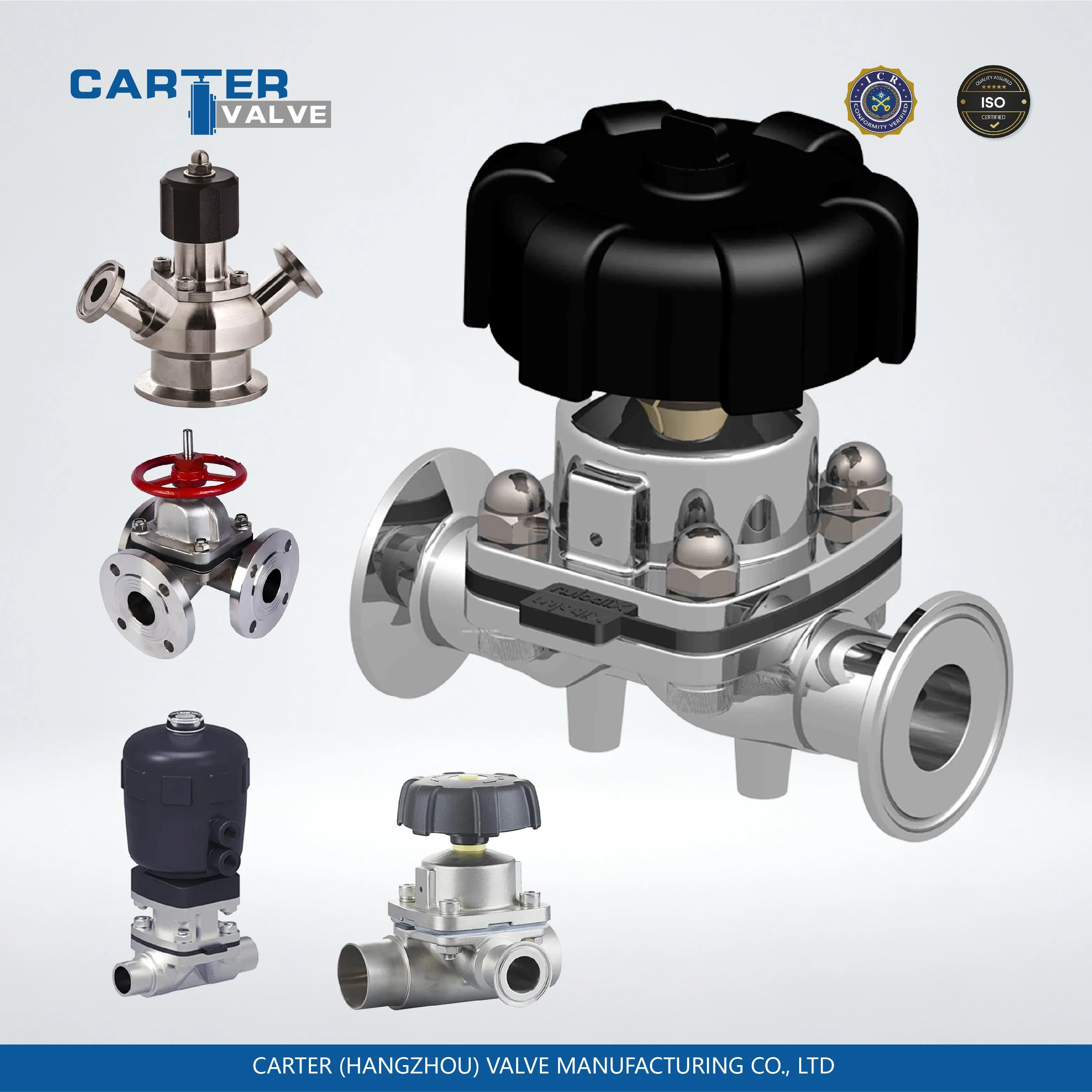 Sanitary Grade 316L Stainless Steel Straight-Through Diaphragm Valve,Zero Dead Leg,EPDM/PTFE/ Seal,Butt Weld/Threaded Ends,Manual/Pneumatic/Electric Operated