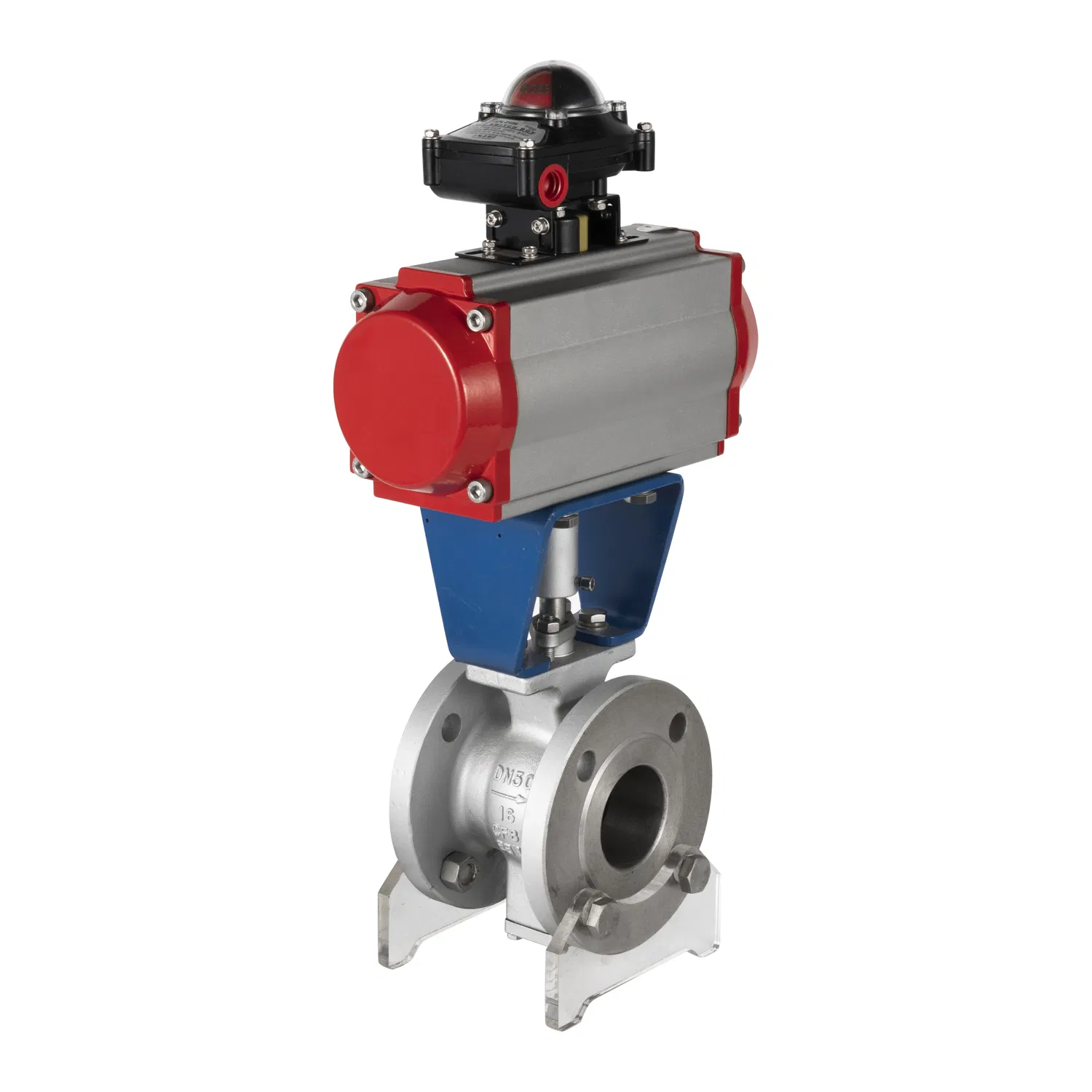 304 Stainless Steel Flow Regulation Shut-off Integrated Pneumatic V-Type Segment Flange Ball Valve