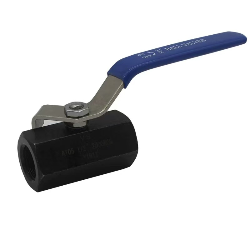 Carbon Steel Hexagon Threaded Ball Valve 2000wog with Blue Handle