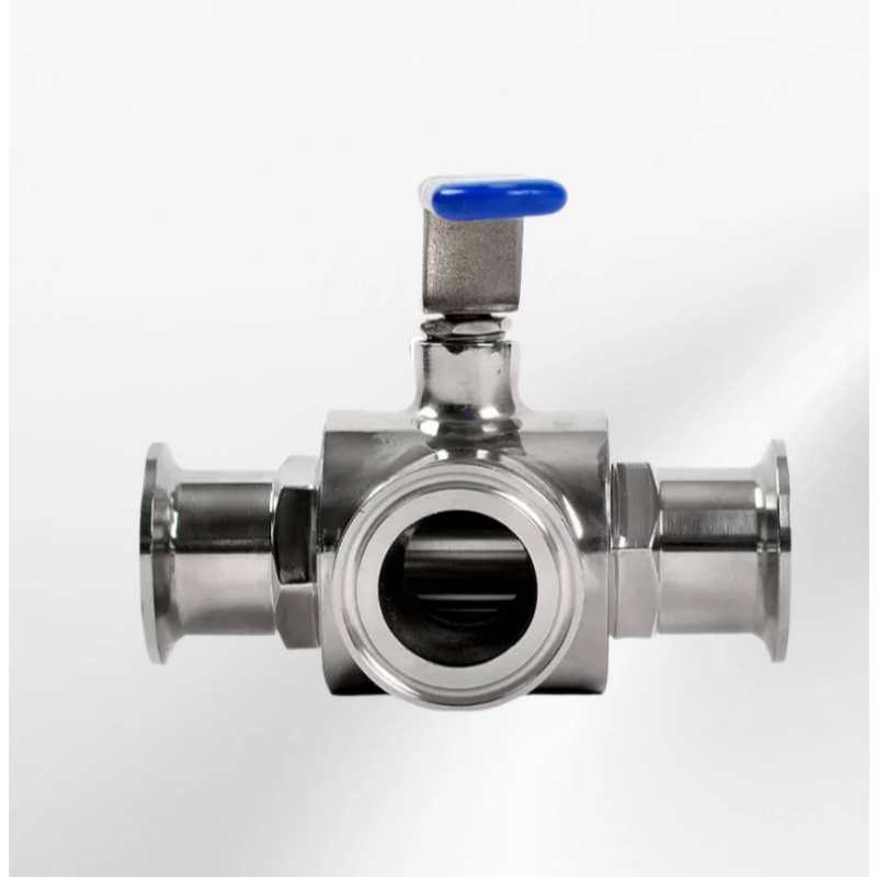 SS304/SS316 Sanitary Stainless Steel Three-Way Quick-Install Clamp Ball Valve with Manual Operate