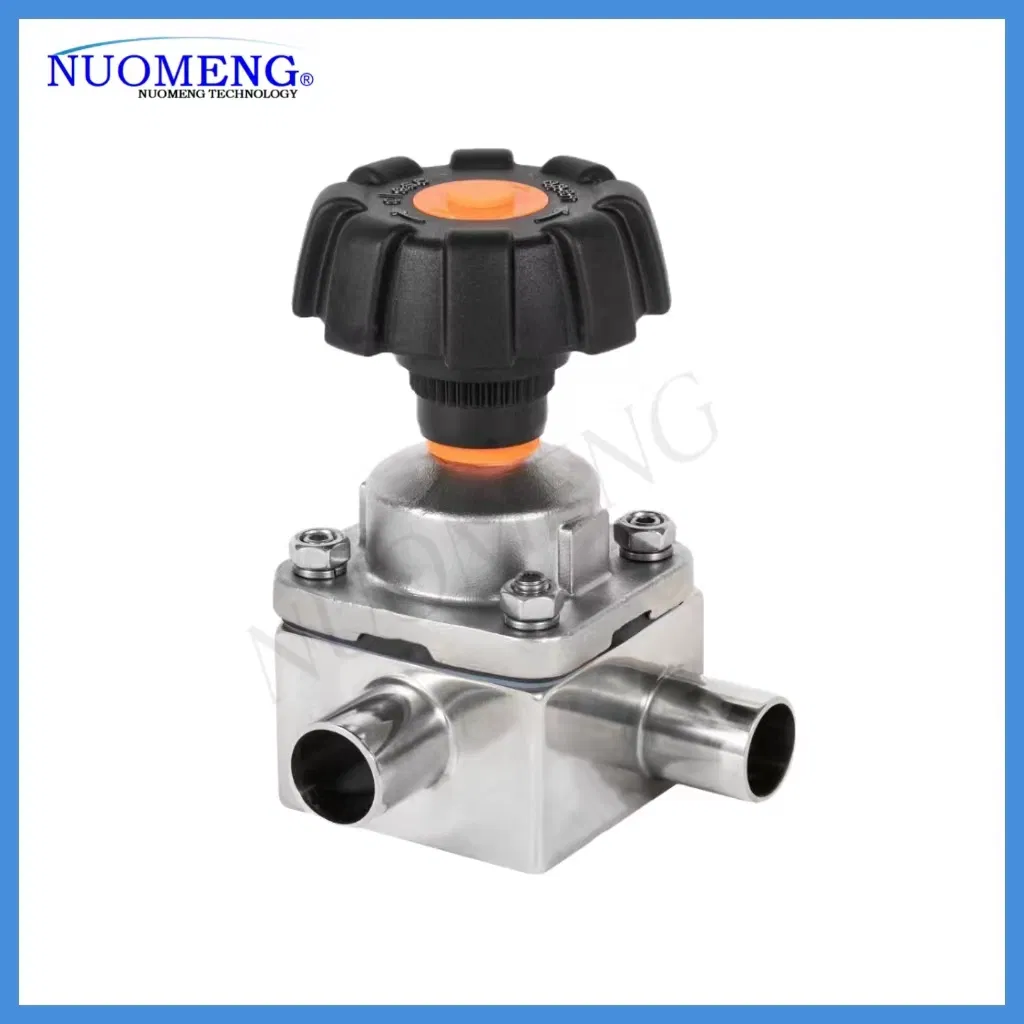 Sanitary Pneumatic Actuator Stainless Steel Forge Three-Way Welded Diaphragm Valve