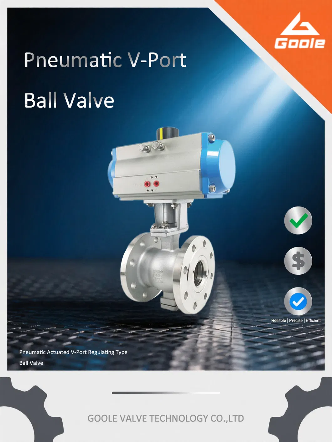 Pneumatic Actuated Wafer Type V Port Segment Ball Valve