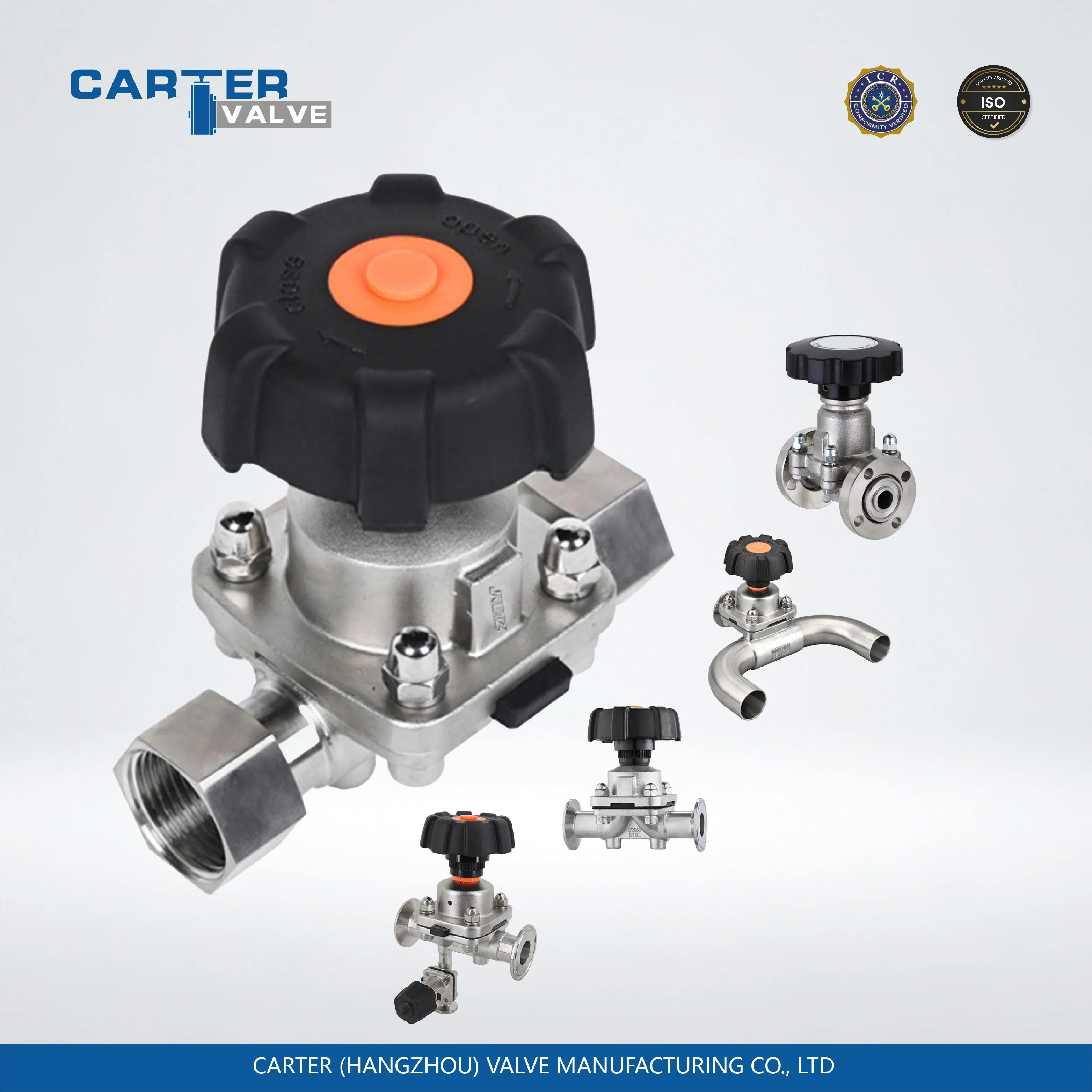 Sanitary Grade 316L Stainless Steel Straight-Through Diaphragm Valve,Zero Dead Leg,EPDM/PTFE/ Seal,Butt Weld/Threaded Ends,Manual/Pneumatic/Electric Operated