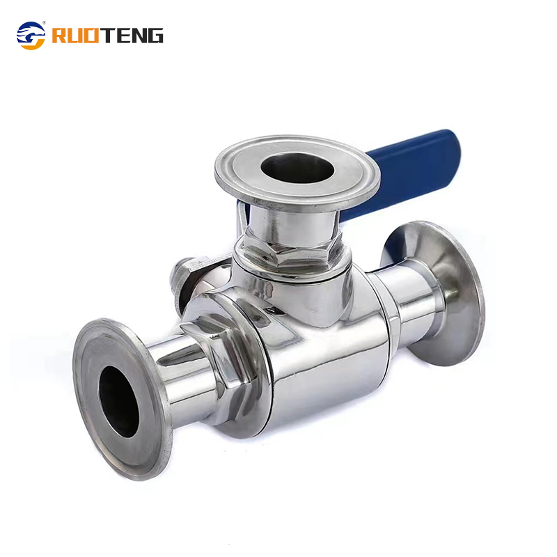 [Ruoteng] Sanitary Stainless Steel SS304/ SS316L Clamped Three-Way Zero Leakage Regulating Stainless Steel Pneumatic/Manual/Electric Sanitary Ball Valves