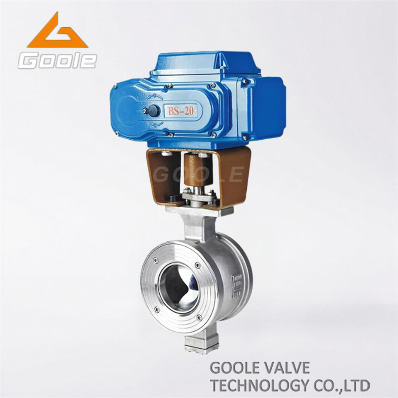Electric Actuated Wafer Type V Port Segment Control Ball Valve