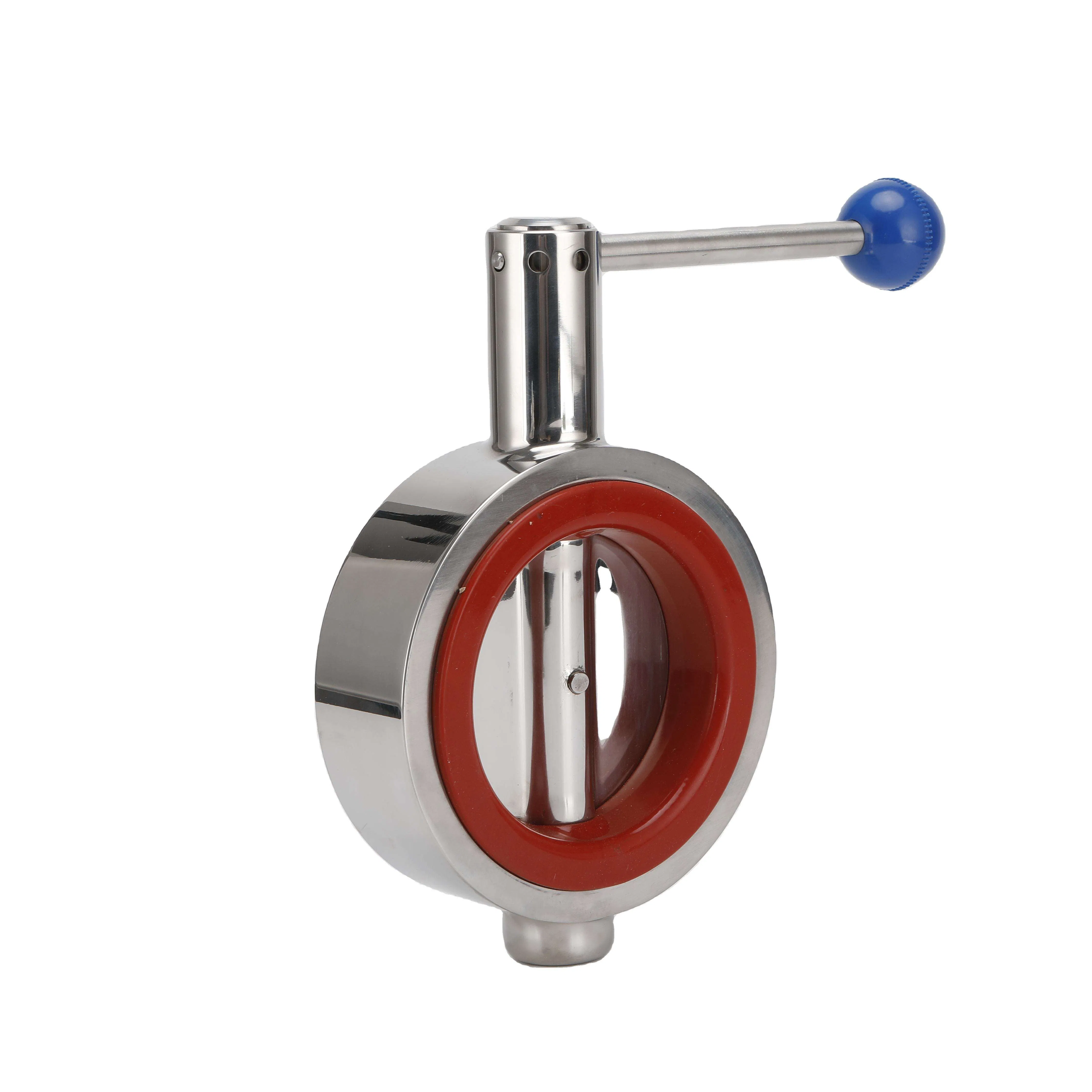 Sanitary Wafer Butterfly Valve in SS304 with PTFE Sealing Material