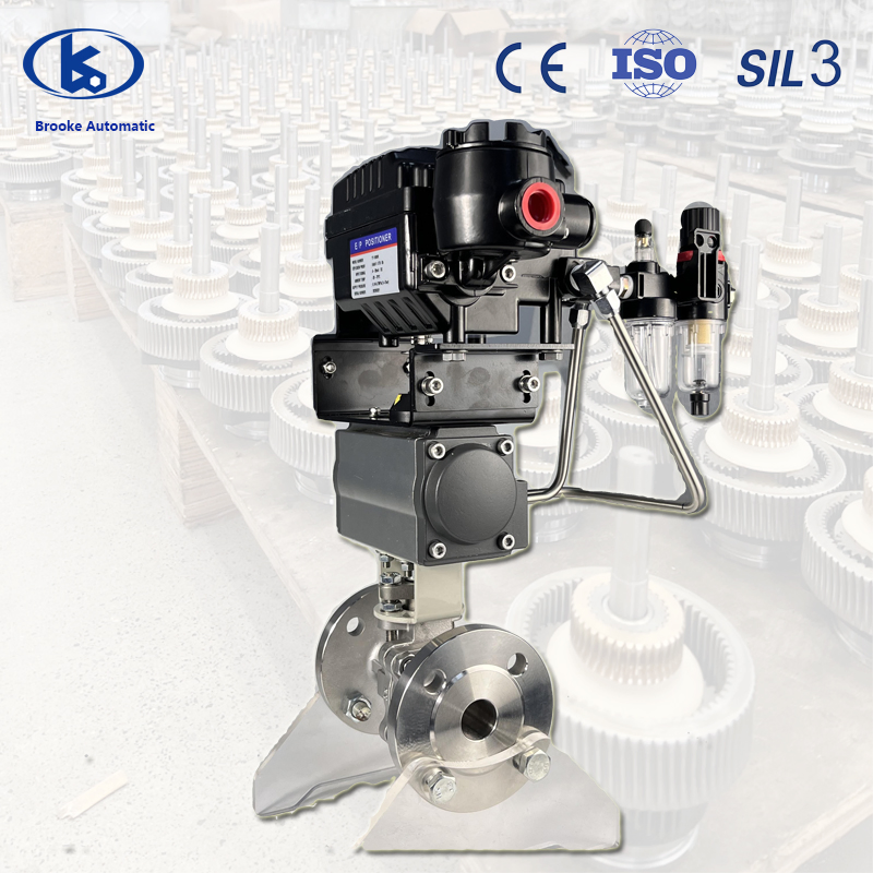 Pneumatic Actuator Control CF8 Flange Segment Type Ball Valve with RS485 Communication