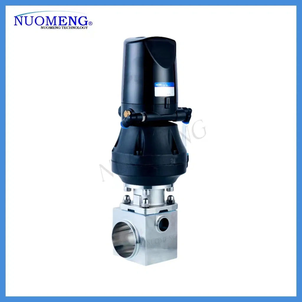 Sanitary Pneumatic Actuator Stainless Steel Forge Three-Way Welded Diaphragm Valve