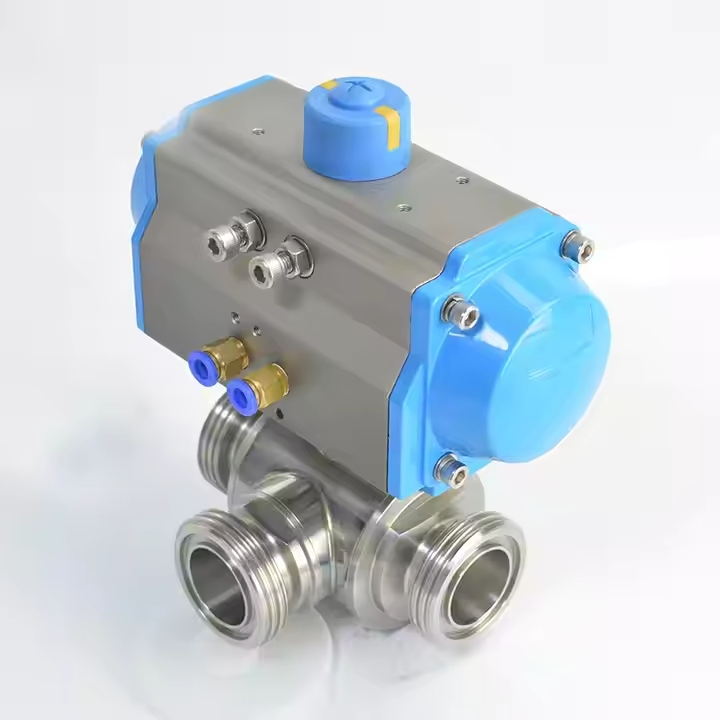 3A Stainless Steel SS304 SS316L Sanitary Food Grade Three-Way Threaded Ball Valve