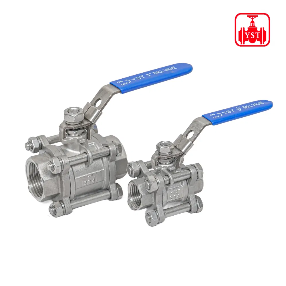 1000psi Stainless Steel 3-PC Screwed 1/2 Bsp NPT Ball Valve Corrosion Resistant 3PC Threaded 304/316L 3piece Sanitary 3PC All-Inclusive Tri Clamp Ball Valve