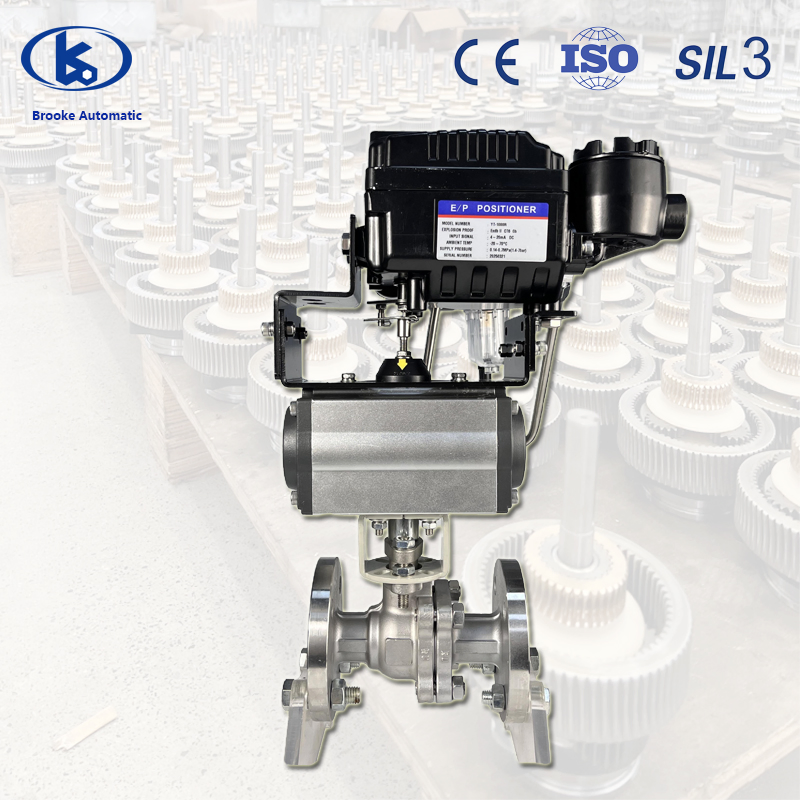 Pneumatic Actuator Control CF8 Flange Segment Type Ball Valve with RS485 Communication