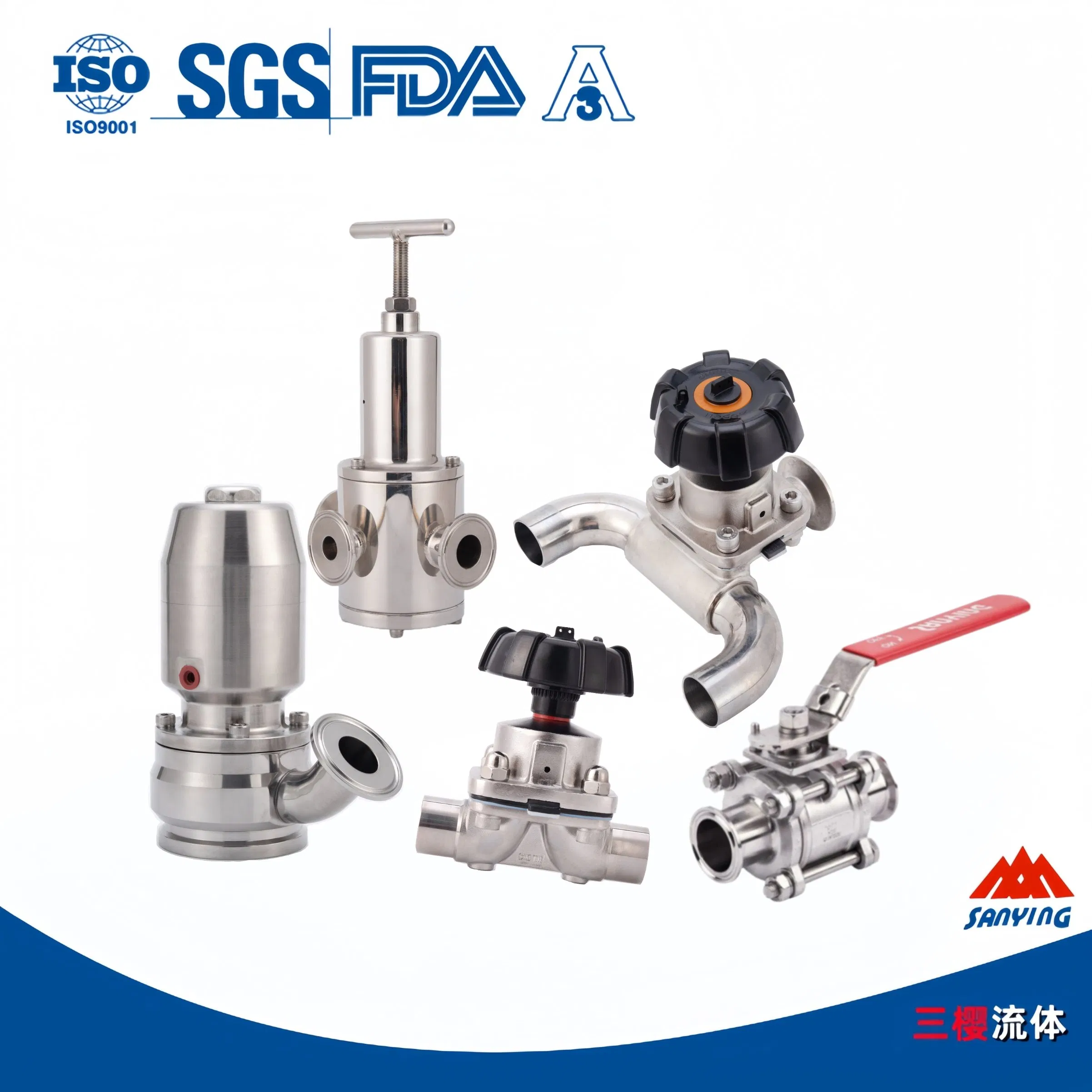 High-Quality Stainless Steel Sanitary Valve for Food and Pharmaceutical Industries Diaphragm/Ball/Safety Relief/Butterfly/Reducing Regulating Valve