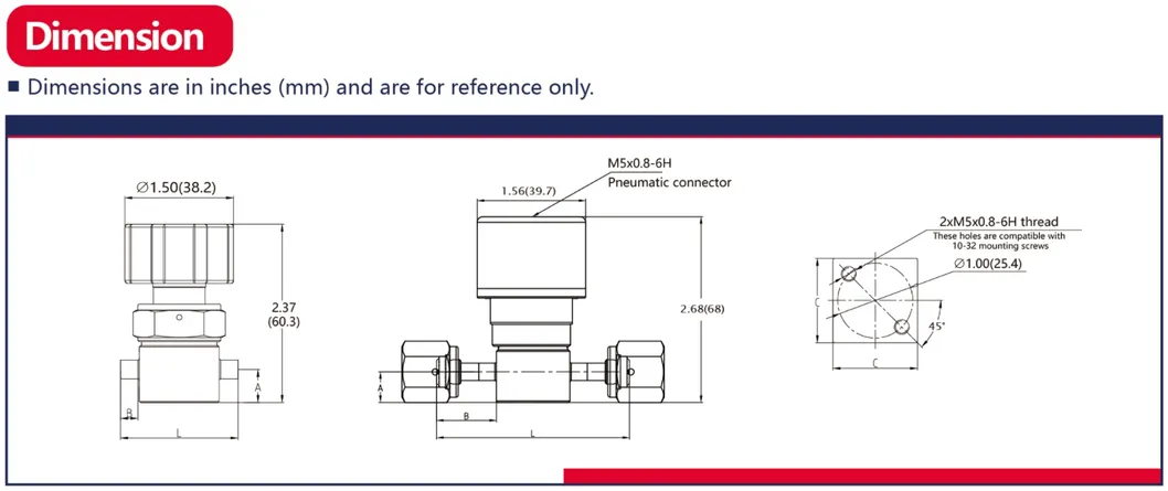Pneumatic Diaphragm Valve Dimensions