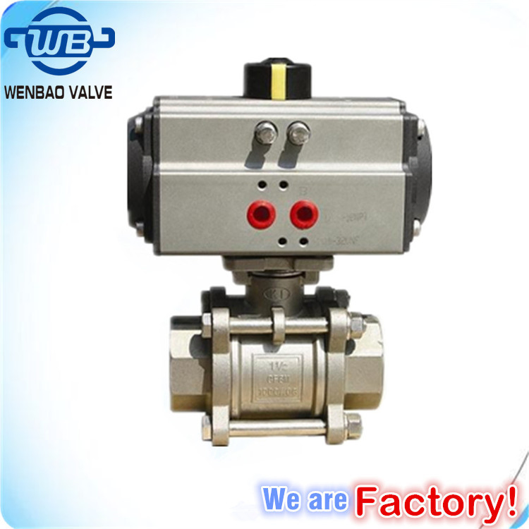 2PC Standard Stainless Steel Thread Type SS304 Motorized Split Body Two-Segment Ball Valves with Pneumatic Actuator