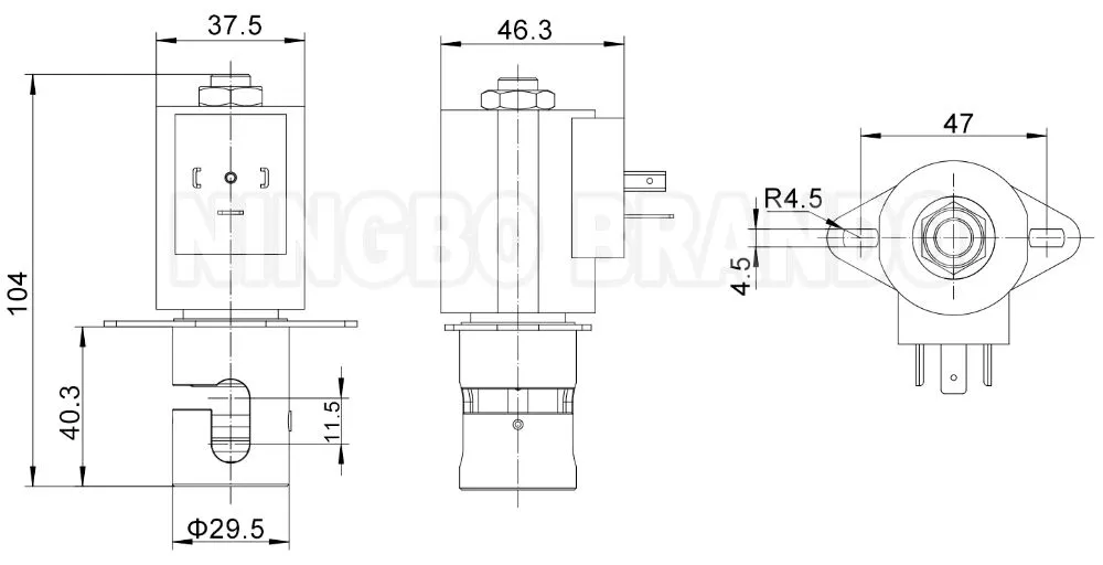 Main Dimension of Solenoid Pinch Valve