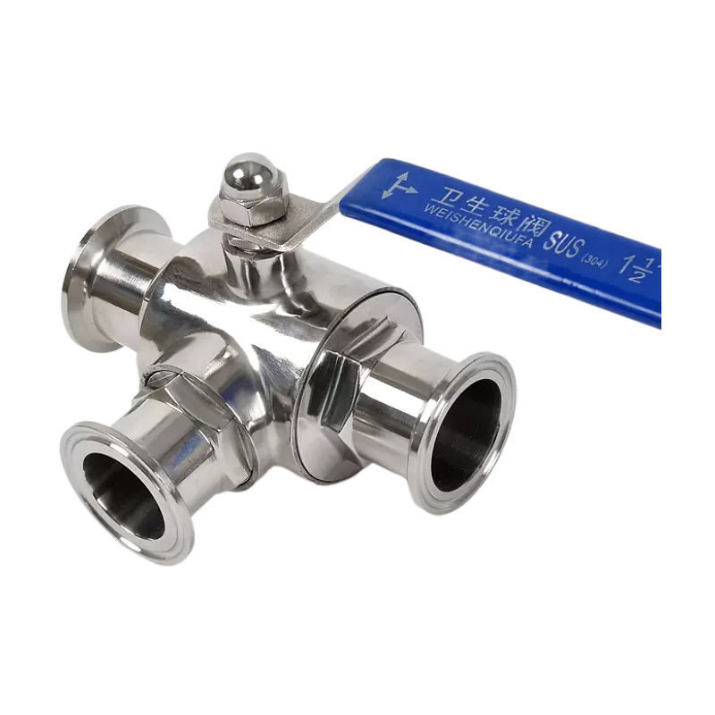 SS304/SS316 Sanitary Stainless Steel Three-Way Quick-Install Clamp Ball Valve with Manual Operate