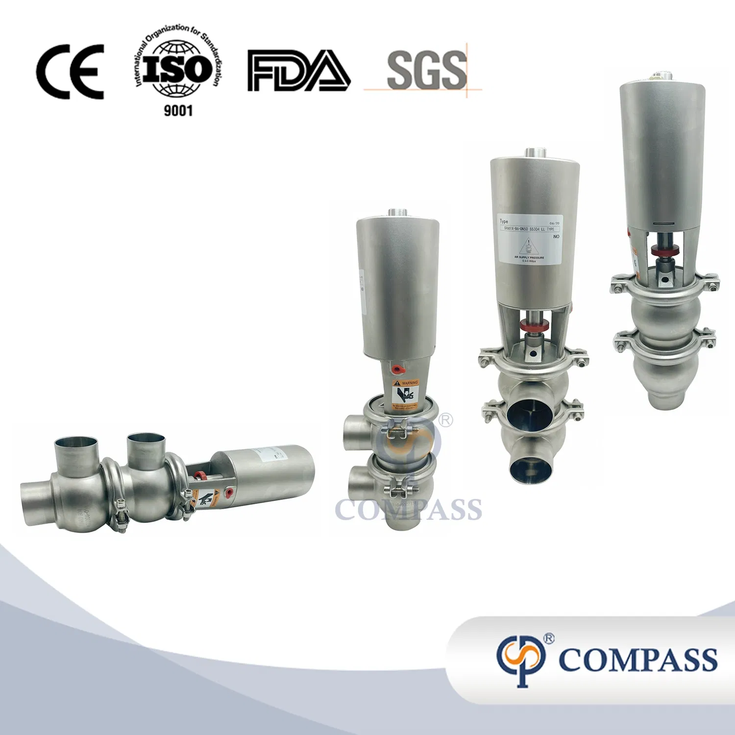 2.5 Inch Stainless Steel Diverter Valve Manufacturer Price 316L Sanitary Pneumatic Weld Reversing Valve with EPDM Gasket