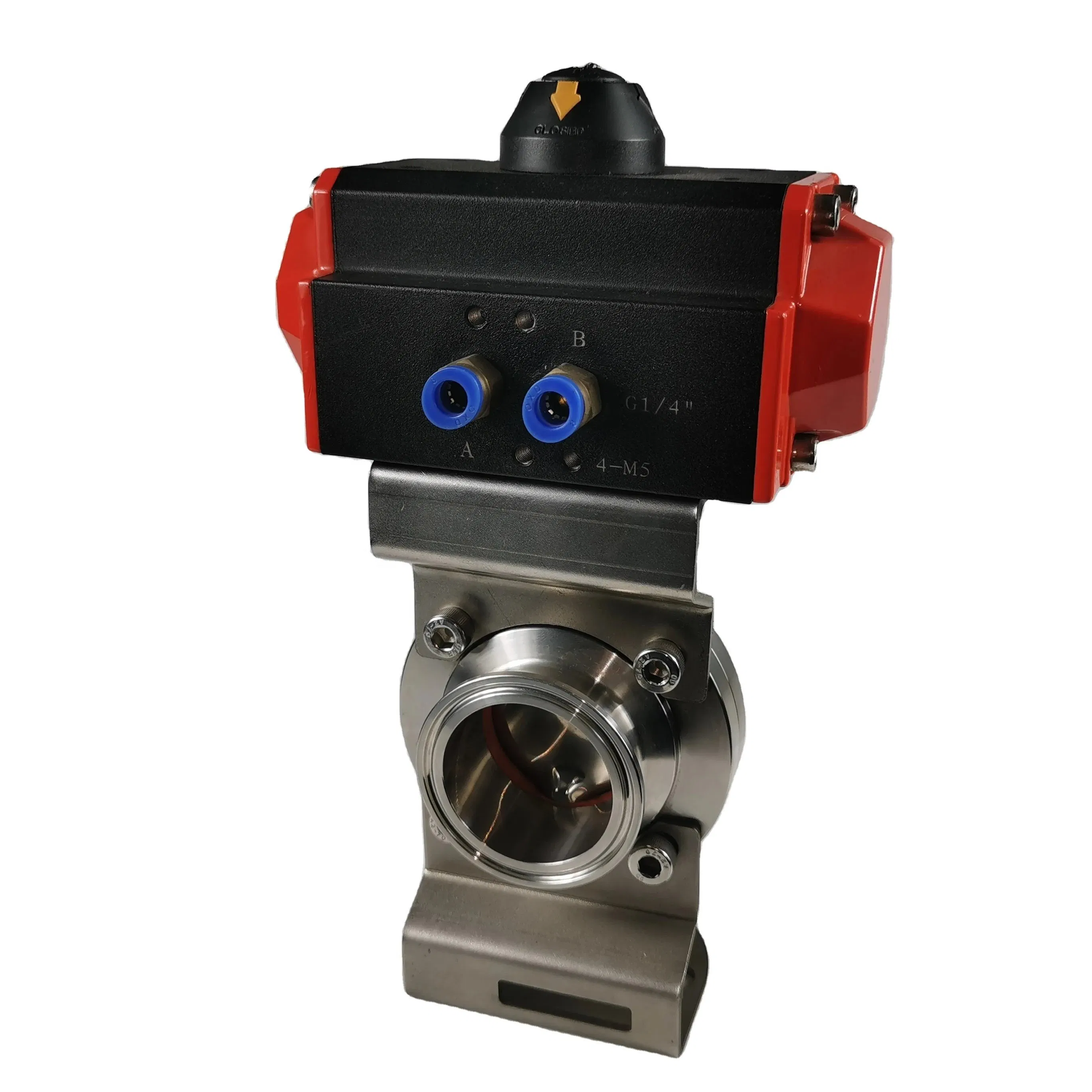 Santhai SS304/316L Sanitary Butterfly Valve with Aluminium Pneumatic Actuator