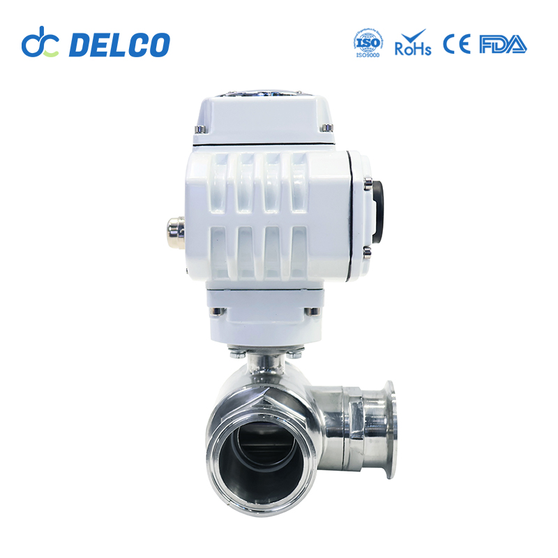 DELCO L Port 220V Two Way Three Way Electric Sanitary Ball Valve