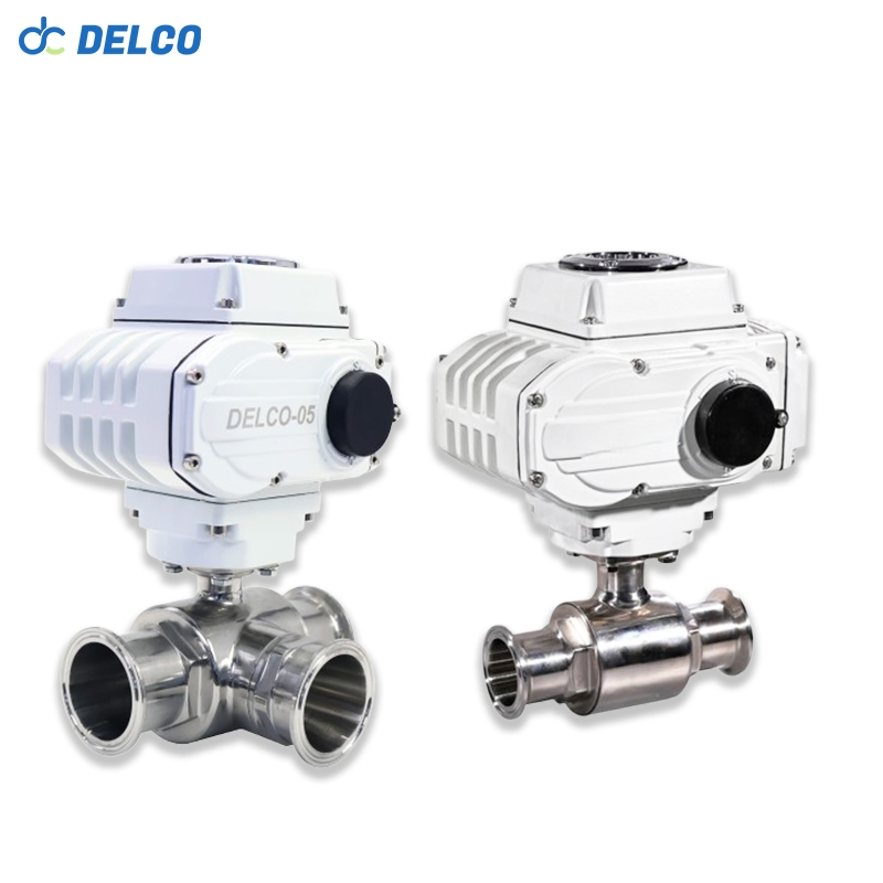 DELCO L Port 220V Two Way Three Way Electric Sanitary Ball Valve