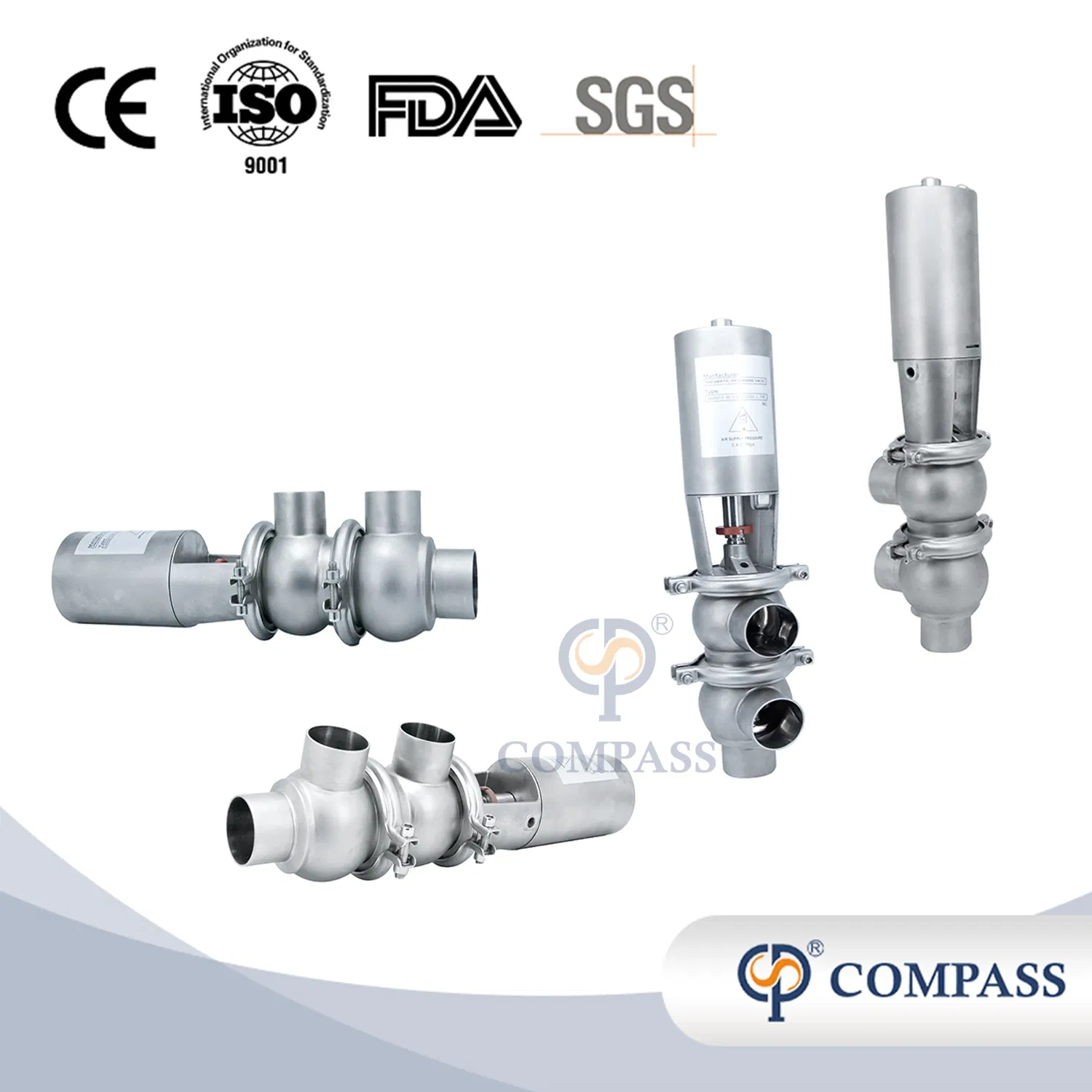 2.5 Inch Stainless Steel Diverter Valve Manufacturer Price 316L Sanitary Pneumatic Weld Reversing Valve with EPDM Gasket