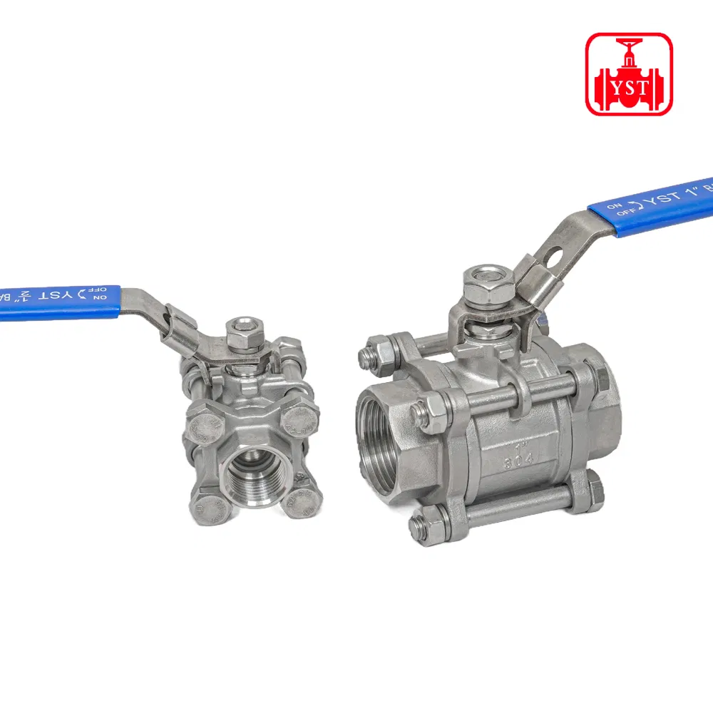 1000psi Stainless Steel 3-PC Screwed 1/2 Bsp NPT Ball Valve Corrosion Resistant 3PC Threaded 304/316L 3piece Sanitary 3PC All-Inclusive Tri Clamp Ball Valve