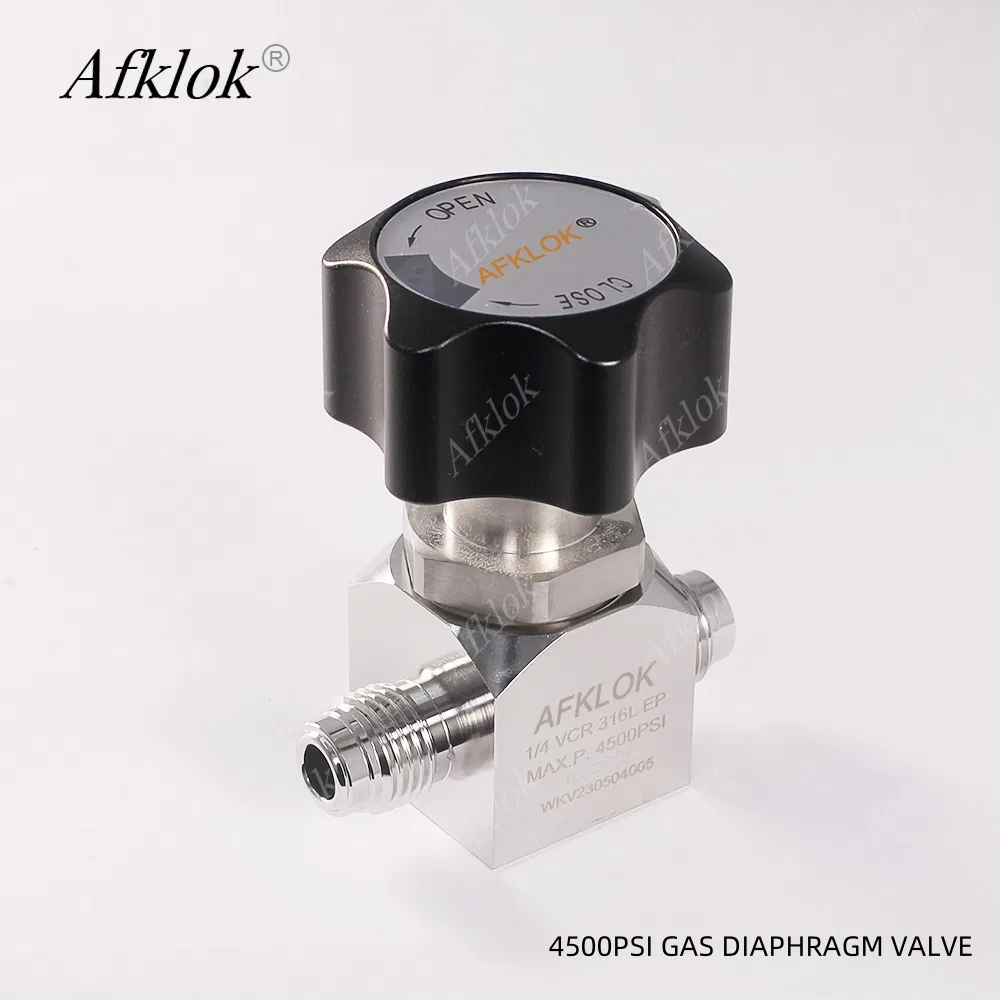 Manual ANSI Afklok 1/4inch VCR Male Thread Gas Stop Diaphragm Valve for Oxygen CO2 N2 C2h2