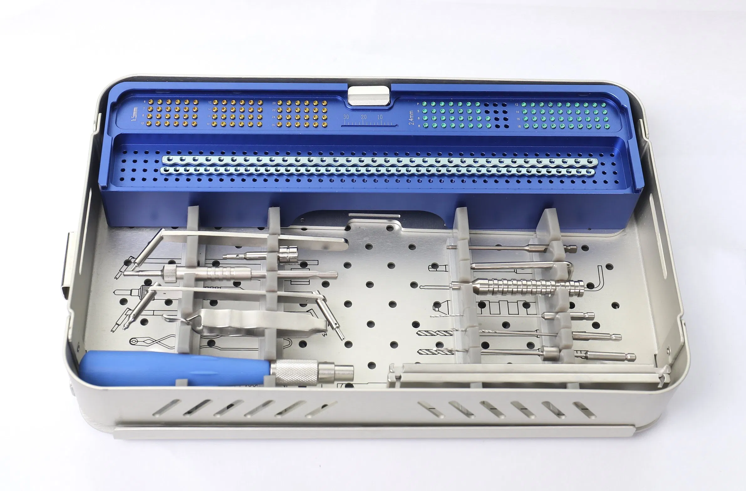 2025 Toolmed 1.6/2.4/3.2/4.0 Veterinary Orthopaedic Alps Reconstruction Locking Plate Screw Instruments Kit Set for Vet Orthopedic Surgery