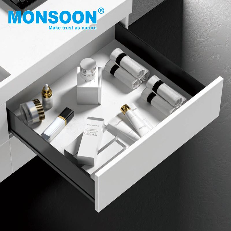 Kitchen Cabinet Fitting Under Mounted Metal Drawer Box Galvanized Sheet Guide Rail Runner Soft Closing Sliding Steel Zinc Plated Kitchen Drawer Systems