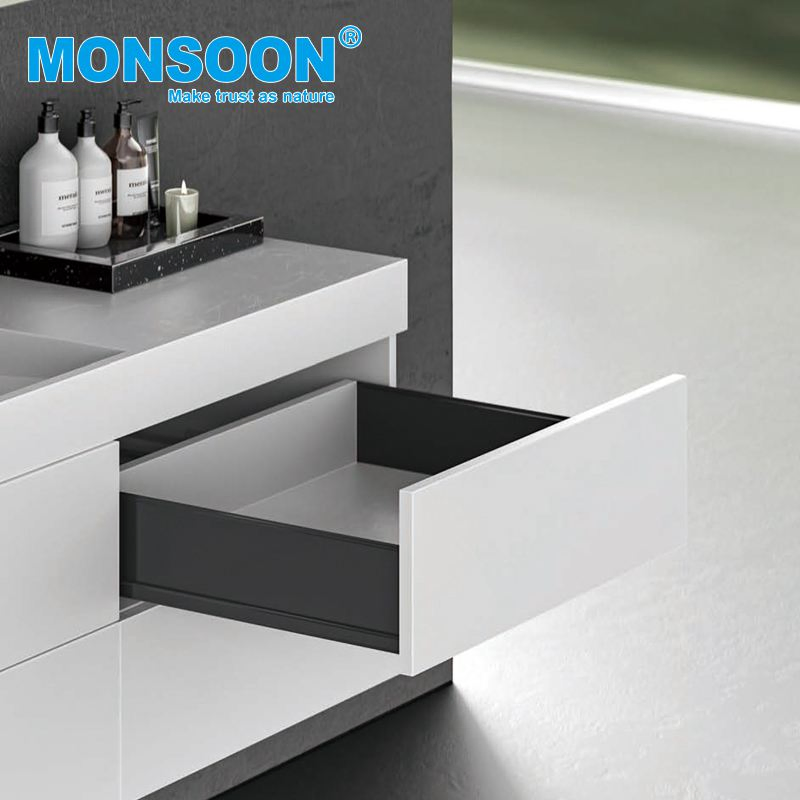 Kitchen Cabinet Fitting Under Mounted Metal Drawer Box Galvanized Sheet Guide Rail Runner Soft Closing Sliding Steel Zinc Plated Kitchen Drawer Systems