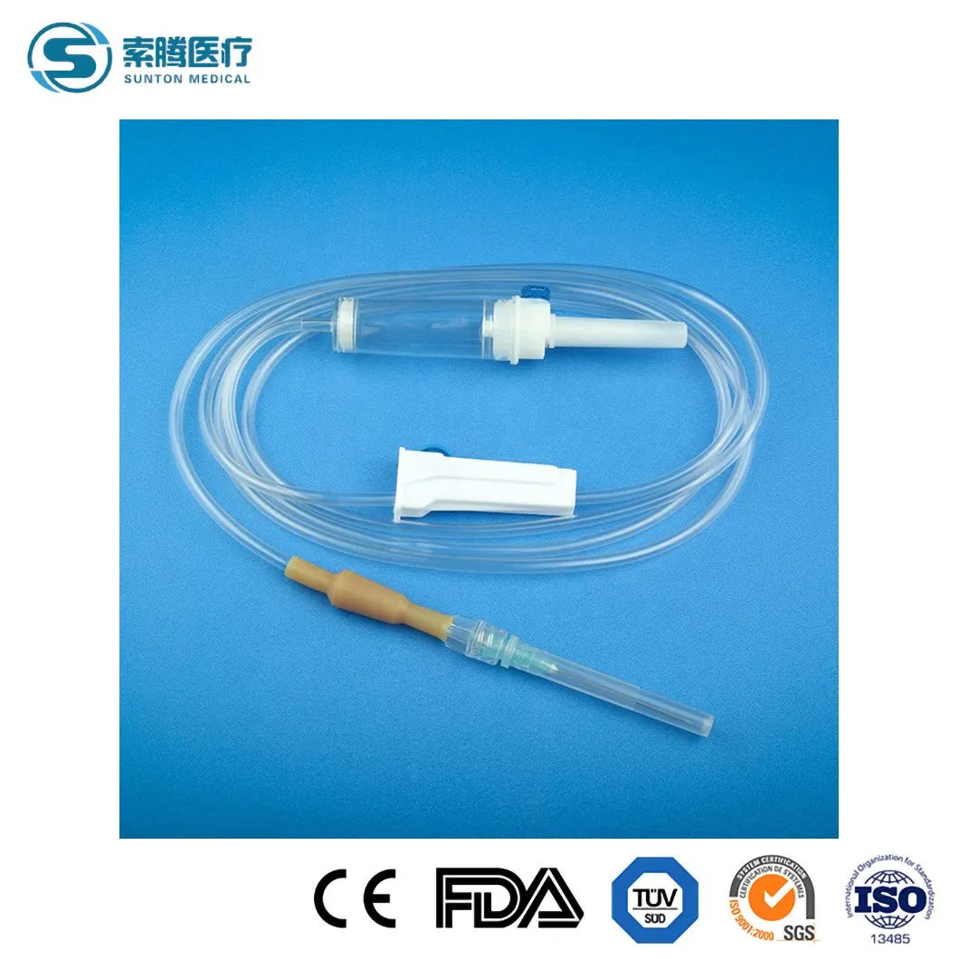 Sunton Vented IV Set China Burette Type Infusion Set Factory Safety Infusion Set Disposable Sterile IV Infusion Administration Set with IV Set Flow Regulator