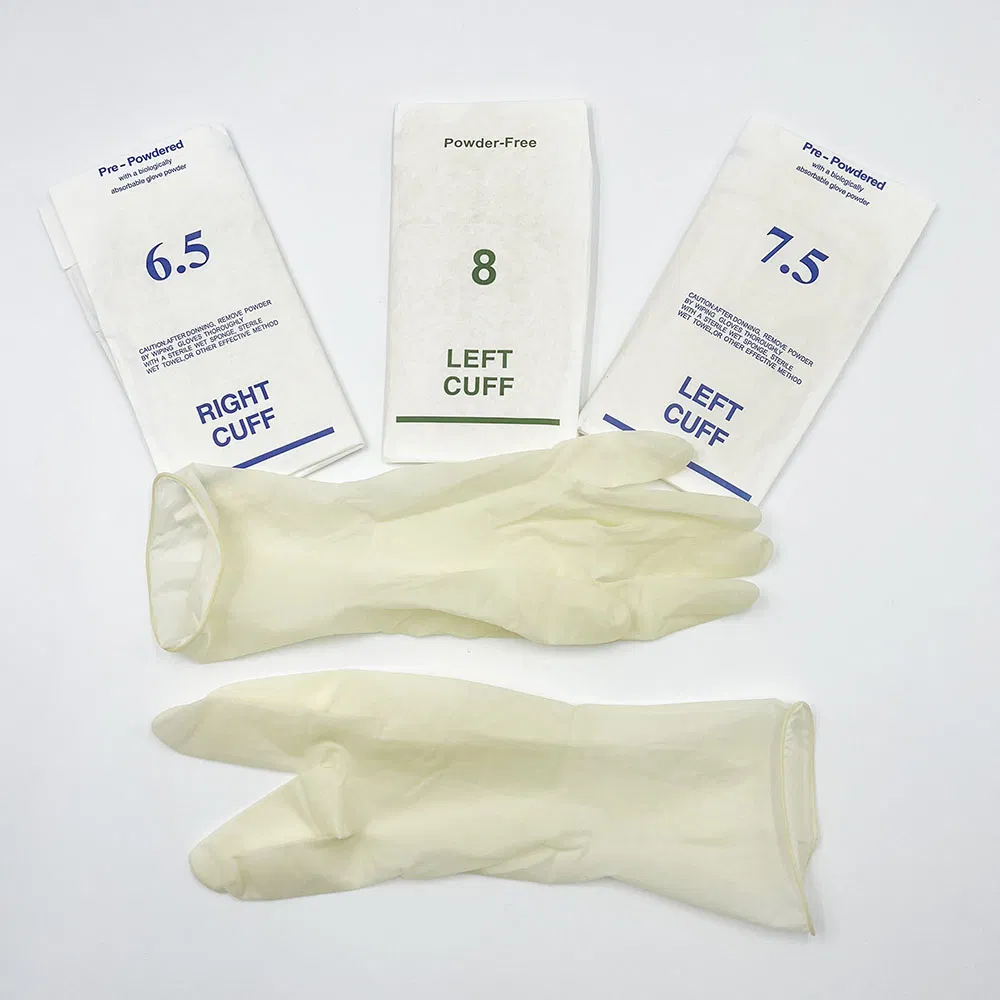 Sterile Latex Surgical Gloves Size 8 White Disposable Safety