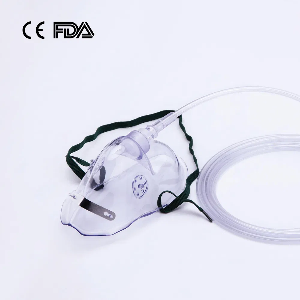 CE, FDA Approved Oxygen Mask Factory Hospital Plastic Medical Disposable Oxygen Face Mask XL Adult Elongated/ L Adult Standard Size Green
