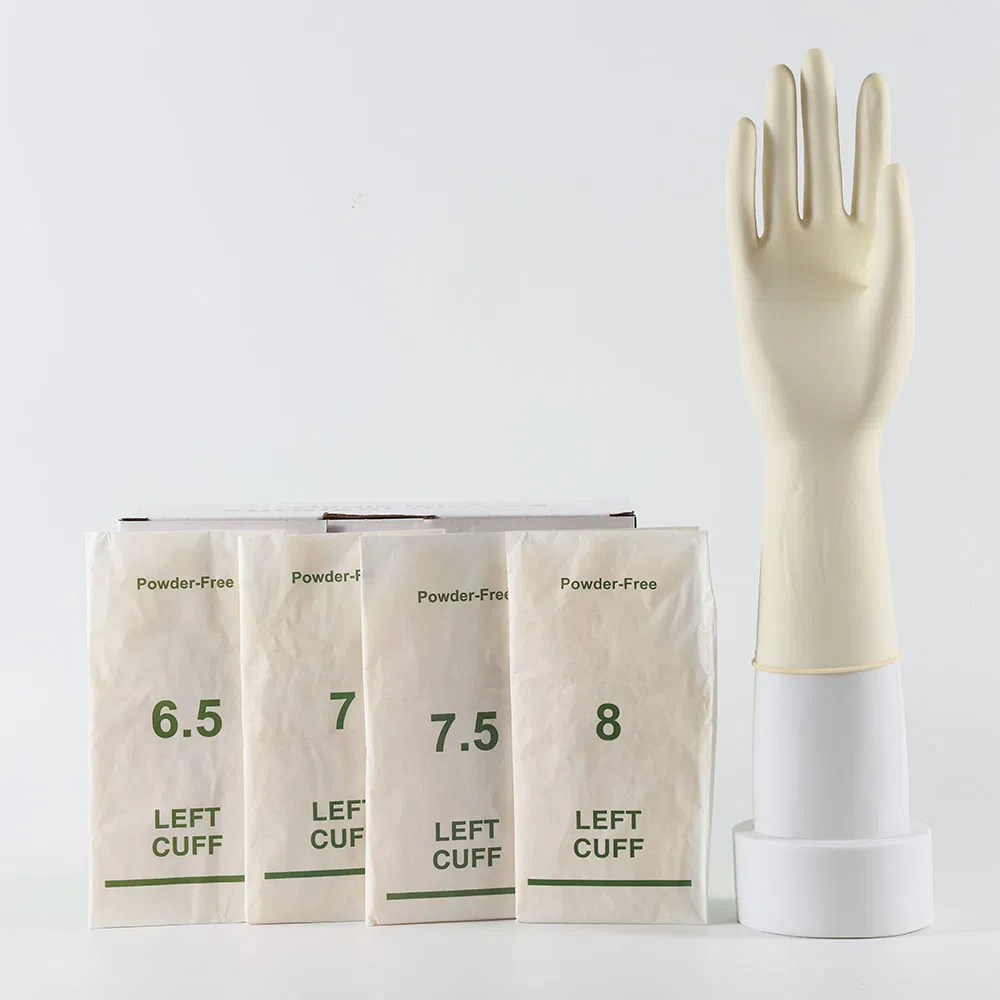 Comfortable and Durable Sterile Latex Surgical Glove for Medical Use Powdered or Powder-Free PE Glove