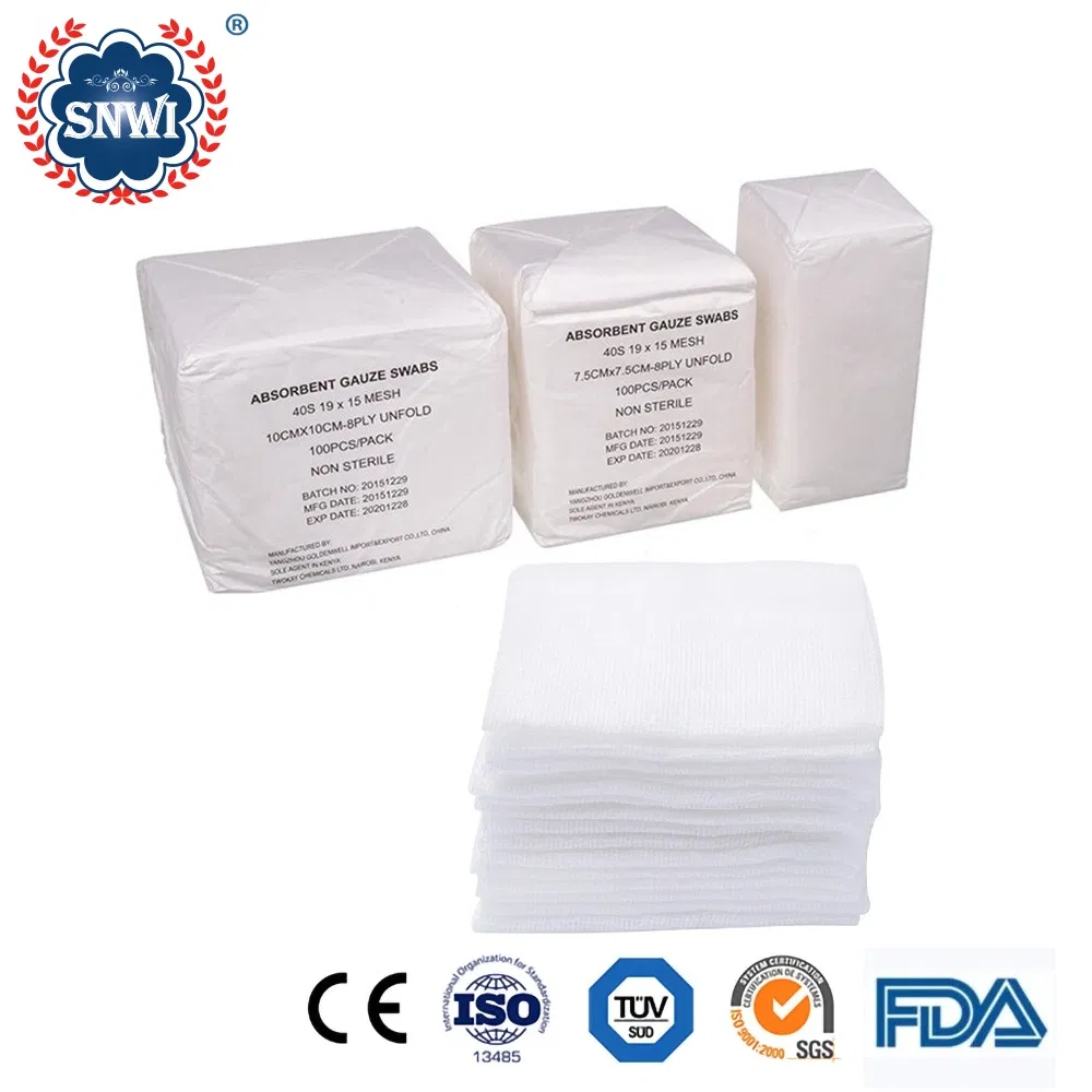 Hospital Medical Supplies Sterile Disposable High Absorbency 100%Cotton Gauze Sponge/ Swab/ Pad