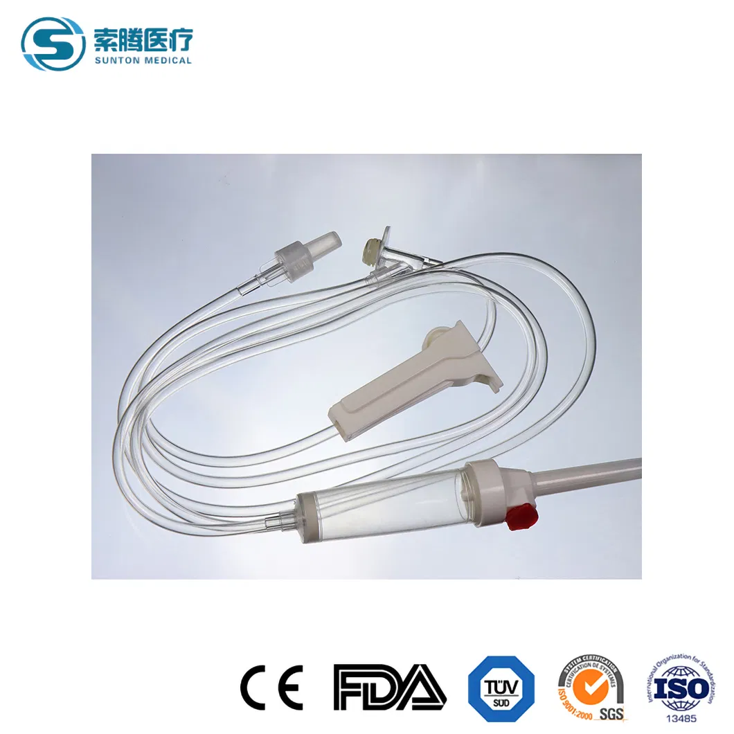 Sunton Vented IV Set China Burette Type Infusion Set Factory Safety Infusion Set Disposable Sterile IV Infusion Administration Set with IV Set Flow Regulator