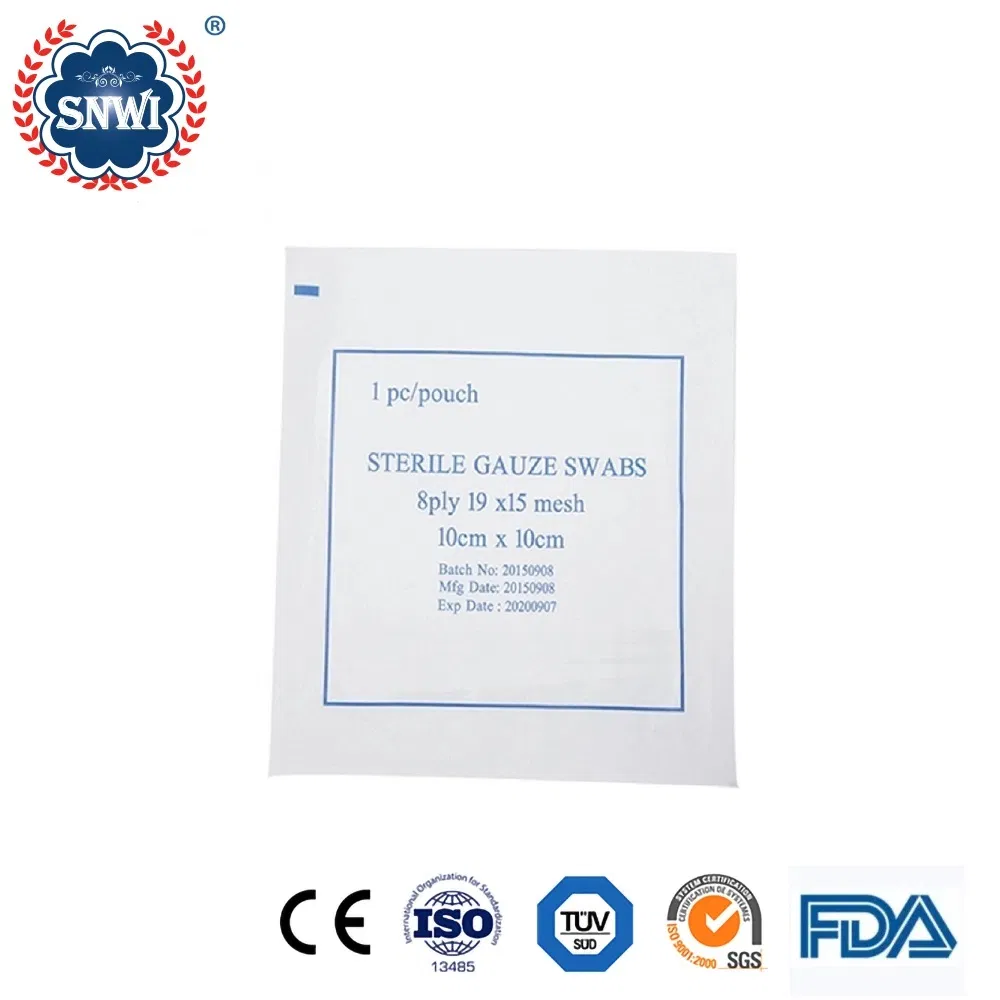 Hospital Medical Supplies Sterile Disposable High Absorbency 100%Cotton Gauze Sponge/ Swab/ Pad