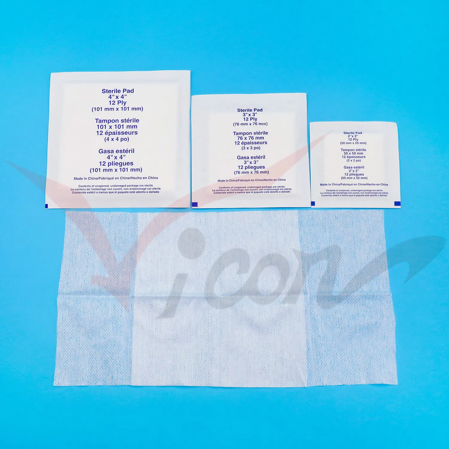 Pearl-Patterned Non-Woven Fabric Gauze Swab Pad 4"*4"-8ply for Wound Cleaning