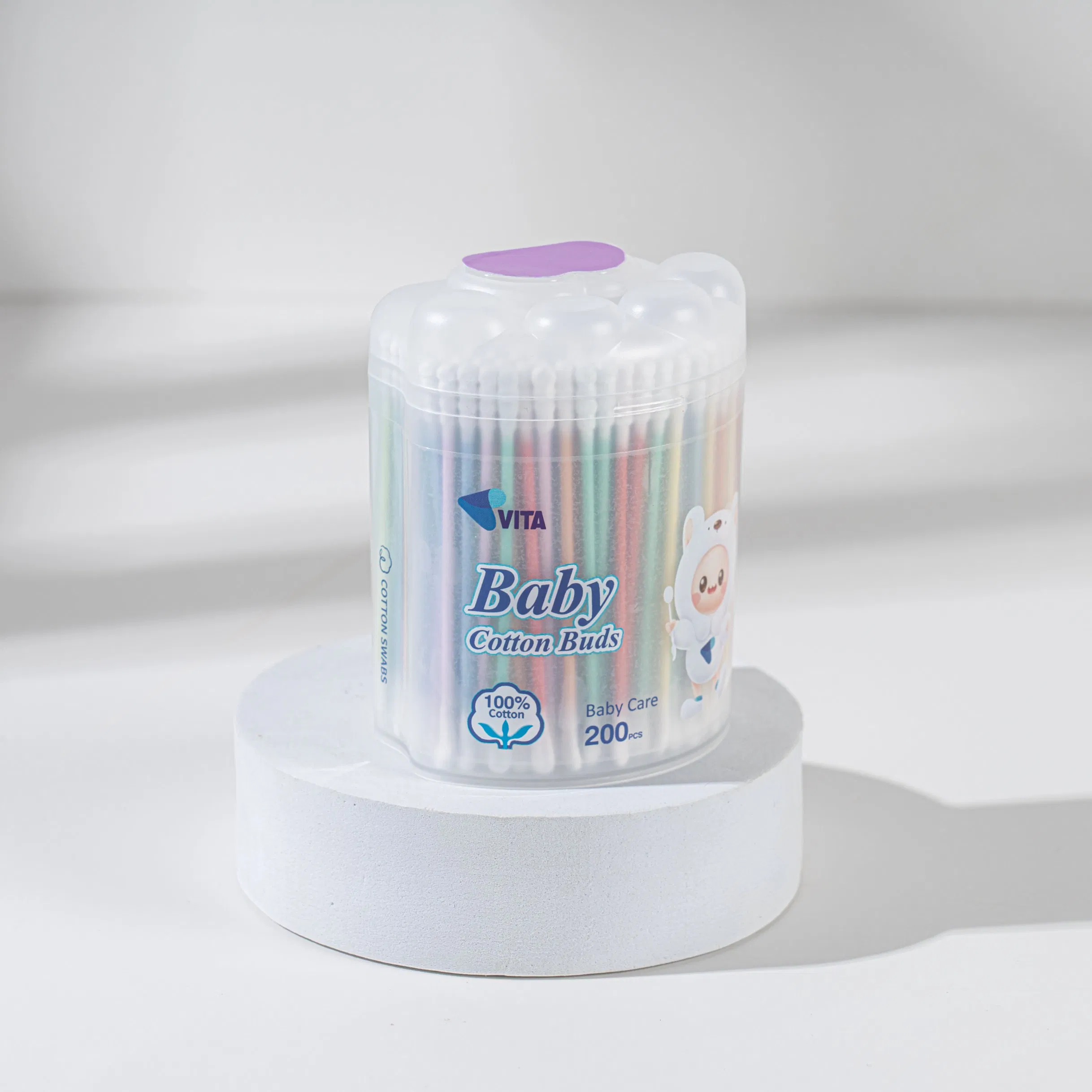 Eco-Friendly Colorful Cotton Swabs - 200 PCS for Daily Use