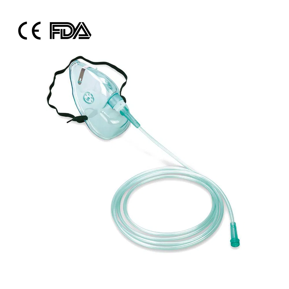 CE, FDA Approved Oxygen Mask Factory Hospital Plastic Medical Disposable Oxygen Face Mask XL Adult Elongated/ L Adult Standard Size Green