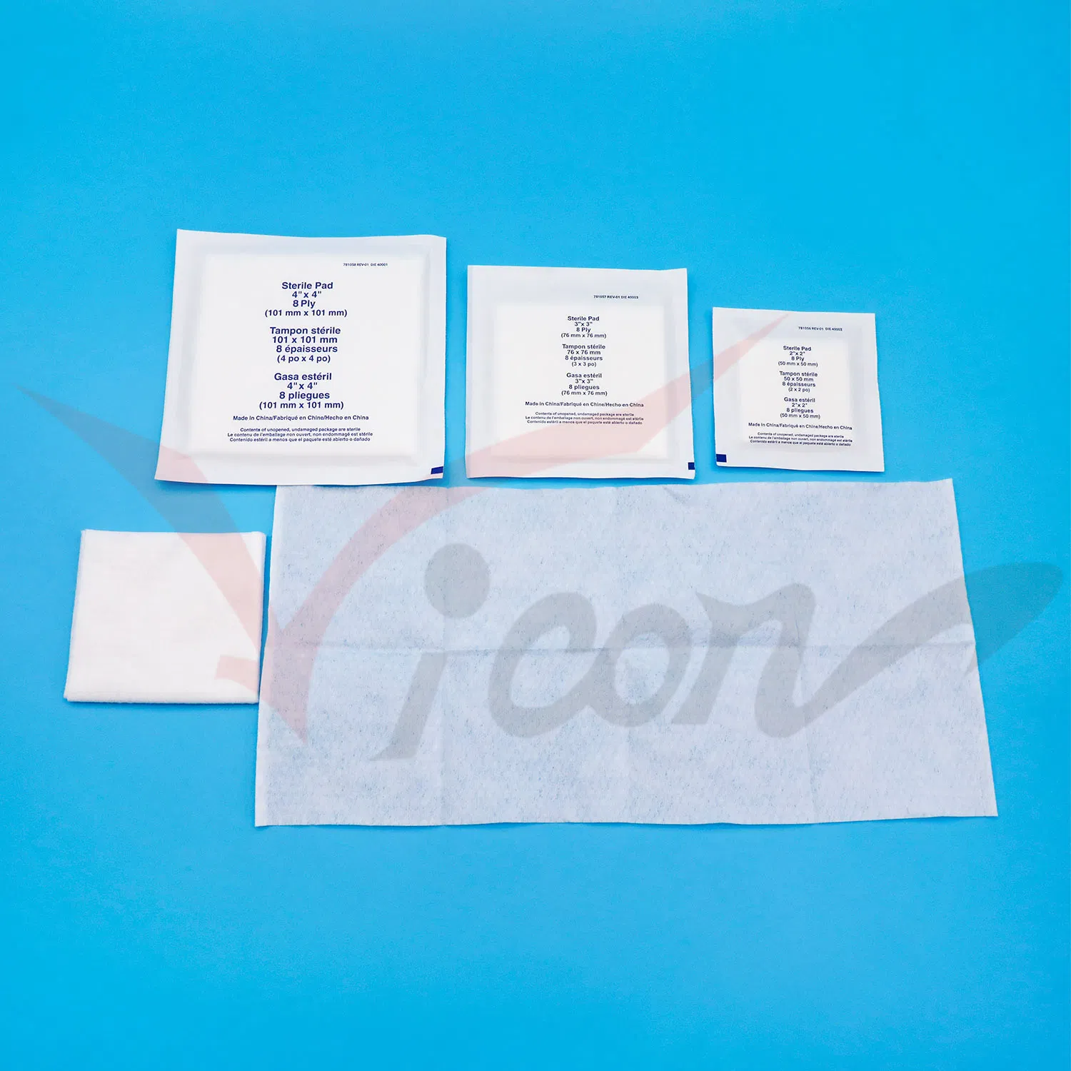 Pearl-Patterned Non-Woven Fabric Gauze Swab Pad 4"*4"-8ply for Wound Cleaning