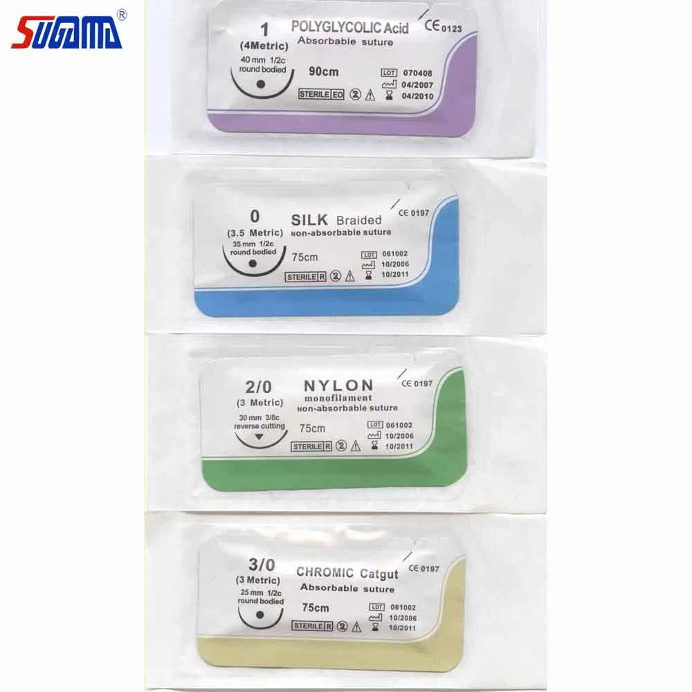 Medical Supply Good Price Circle Round-Bodied Non Absorbable Silk Material Surgical Sutures