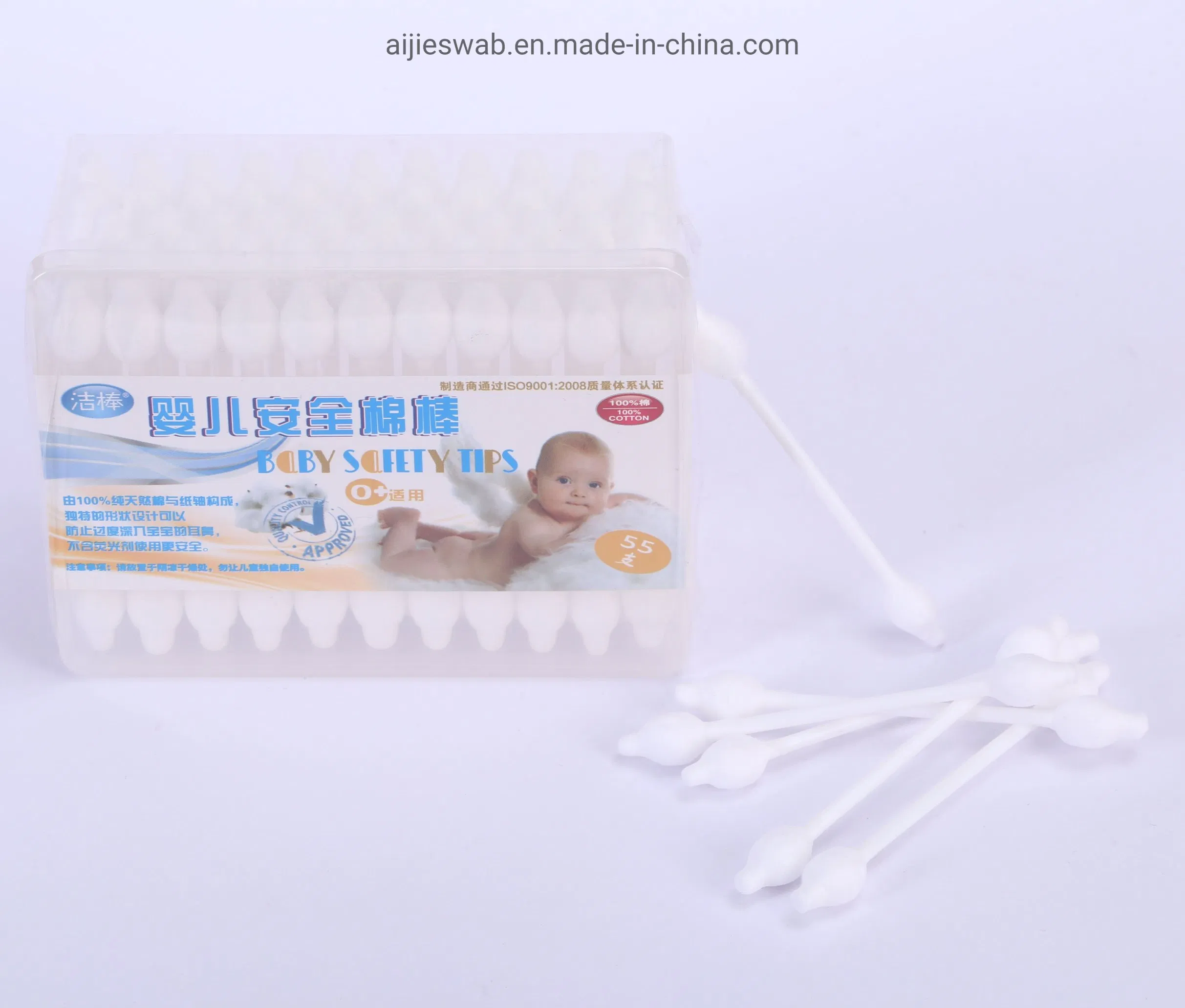 Baby Safe Plastic Cotton Buds Big Head Cotton Swab for Baby Health Sample Customization